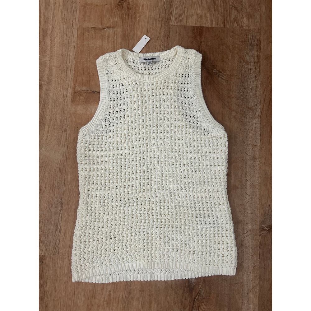 Madewell Women's Crochet Knit Crewneck Ivory Sweater Tank XXS New Flaw